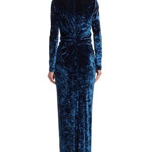Galvan London blue velvet gown